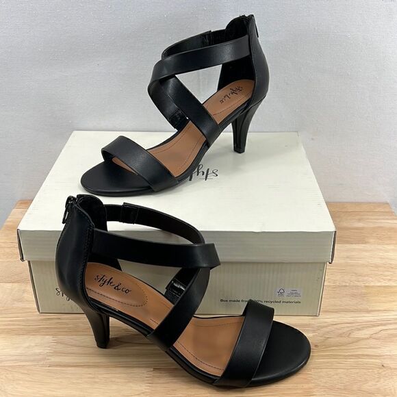 Style & Co Paysonn Dress Sandals- Black  Smooth- Various Sizes - Picture 1 of 7